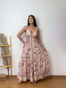 NILMAGEO DRESS - 酒紅色 - 查看 4