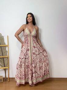 NILMAGEO DRESS - 酒紅色 - 查看 5