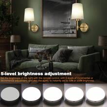 Daoteper Battery Operated Wall Sconce Set Of 2 With Remote Control,White Fabric Shade Wall Lights With Dimmable 15 RGB Rechargeable LED Light Bulb For Bedroom Living Room Hallway