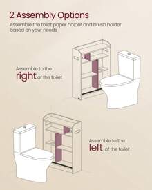 VASAGLE Bathroom Cabinet, Slim Bathroom Storage Cabinet, Toilet Paper Holder And Brush Compartment, Sliding Doors, Adjustable Shelves, Next To Toilet, 7.9 X 23.6 X 31.5 Inches - trắng - Xem 3
