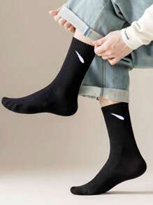 1/3/5/10 đôi tất cổ cao dành cho nam, tất cotton, tất dài, tất hàng tuần, tất đen, tất ngắn, tất thu/đông/xuân/thu/hè, thoáng khí, thấm hút mồ hôi, tất thể thao, kinh doanh, giải trí và theo mùa với màu sắc ngẫu nhiên - màu đen - Xem 6