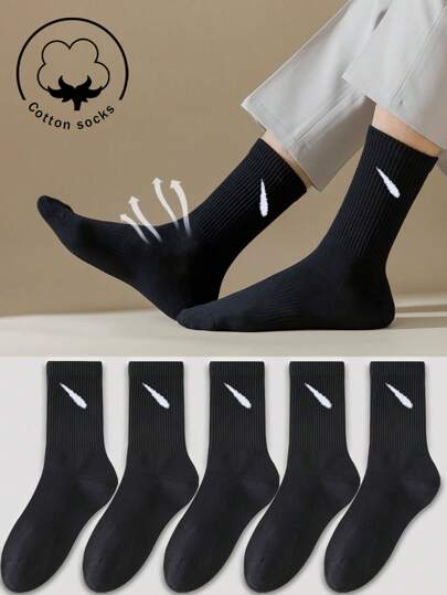 1/3/5/10 Pairs Of Men's Crew Socks,Cotton Sock,Long Socks,Weeklysocks ,Black Socks,Short Socks,Autumn/Winter/Spring/Fall/Sunmer Socks,Breathable, Moisture Wicking, Sports, Business, Leisure, And Seasonal Socks With Random Colors