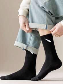 1/3/5/10 đôi tất cổ cao dành cho nam, tất cotton, tất dài, tất hàng tuần, tất đen, tất ngắn, tất thu/đông/xuân/thu/hè, thoáng khí, thấm hút mồ hôi, tất thể thao, kinh doanh, giải trí và theo mùa với màu sắc ngẫu nhiên - màu đen - Xem 5