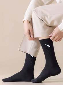 1/3/5/10 đôi tất cổ cao dành cho nam, tất cotton, tất dài, tất hàng tuần, tất đen, tất ngắn, tất thu/đông/xuân/thu/hè, thoáng khí, thấm hút mồ hôi, tất thể thao, kinh doanh, giải trí và theo mùa với màu sắc ngẫu nhiên - màu đen - Xem 3