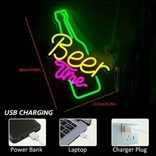 Biển hiệu đèn Neon Beer Time cho quán bar, đèn Neon cho quán bia, biển hiệu đèn Neon nhiều màu sắc để trang trí tường, biển hiệu đèn bia USB, biển hiệu đèn Neon cho quán bar tại nhà, câu lạc bộ tiệc tùng, nhà hàng khách sạn, trang trí tiệc. - ánh sáng đa sắc - Xem 3
