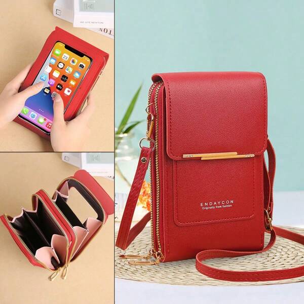 Portefeuille multifonctionnel pour femmes avec compartiment pour téléphone, rabat tactile, mini bandoulière avec fentes pour cartes, bandoulière pour téléphone, étui de téléphone. Cadeaux de Noël, de Thanksgiving, vintage pour femmes. Portefeuille, sac à main