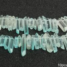 Natural Quartz Crystal Stick Spikes Points Beads 2-8cm Loose Raw Top Drilled Gemstone Beads For Jewelry Making DIY Accessories 10pcs