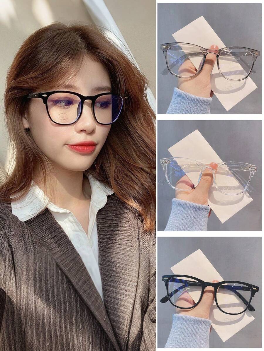 Glazzy 1pc Unisex Stud Glasses Clear Glasses AccessoriesAntiAnd For Computer Reading Gaming TV Phones,Anti Eyestrain,Clear Lens Eye Protection Glasses Accessories For Women