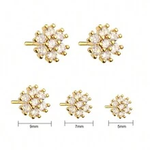 18K GOLD PLATED FLOWER EARRING WITH ZIRCONIA STUDDED - Vàng - Xem 5