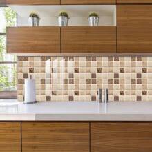 10pcs Mosaic Ceramic Tile Wall Stickers, 2D Flat Modern PVC Self-Adhesive Removable Wallpaper, Suitable For Home, Kitchen, Room, Wall Decor - Multicolor - View 6