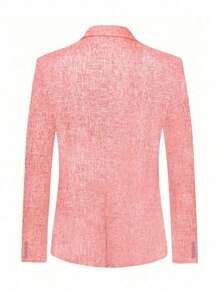 I FineLong 男士翻领长袖休闲商务夹克，春秋季 - 珊瑚粉 - 查看 2