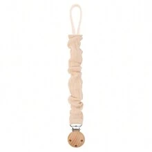 1pc Baby Infant Crinkly Fabric Stylish Print Pacifier Clip And Wooden 3-Slot Pacifier Holder, For Daily Use - Multicolor - View 17