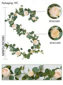 1 件塑料人造花藤，现代人造花环，适用于婚礼、家居装饰、情人节、礼物 - 彩色 - 查看 2