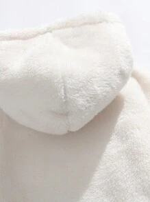 1pc Men Polar Fleece Hooded Sweatshirt, Warm And Windproof For Autumn/Winter - White - View 6