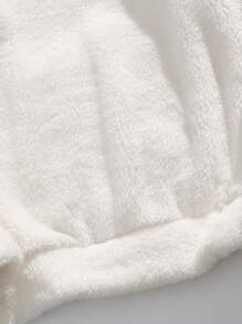 1pc Men Polar Fleece Hooded Sweatshirt, Warm And Windproof For Autumn/Winter - White - View 7