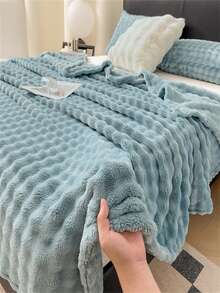 1 件仿兔毛夏尔巴毯、羊毛毯、羊绒毯、法兰绒毯、办公室午睡毯、休闲毯、沙发毯、万圣节毛绒毯、仿羊毛毯 - 綠色 - 查看 4