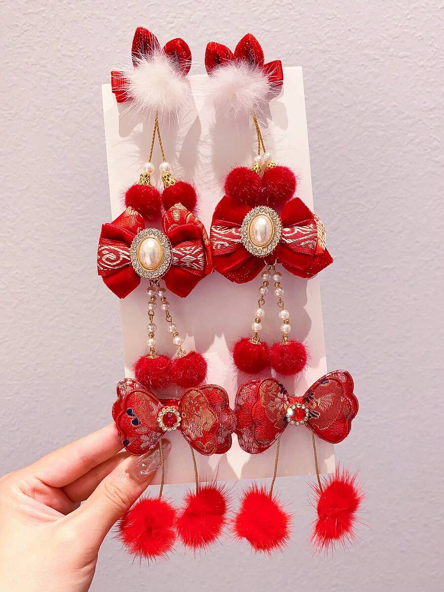 Bộ 6 phụ kiện thời trang cho bé gái, bao gồm kẹp tóc thêu hình bướm, kẹp tóc, kẹp tóc - Thích hợp cho năm mới, giáng sinh, tiệc tùng và sử dụng hàng ngày - Nhiều màu - Xem 1