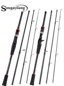 SOUGAYILANG 1.8m-2.1m Fishing Rod, Spinning/casting, Portable Travel 4 Sections Ultralight Carbon Fiber Eva Handle Fishing Tackle