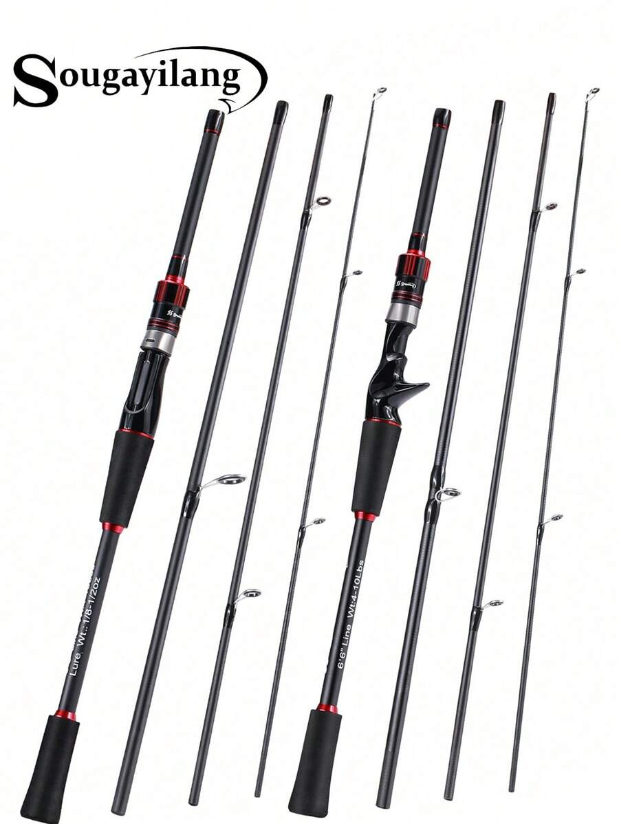 SOUGAYILANG 1.8m-2.1m Fishing Rod, Spinning/casting, Portable Travel 4 Sections Ultralight Carbon Fiber Eva Handle Fishing Tackle