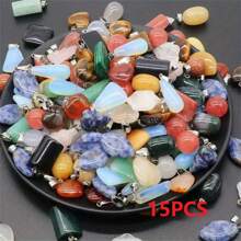 15/20/30pcs Natural Stone Charm Pendant, Various Styles Like Teardrop & Heart Shape, Suitable For Jewelry Making Valentines
