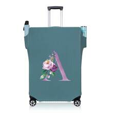 行李箱罩旅行箱罩适用于 18 至 32 英寸行李箱保护套男女户外度假旅行必备配件涤纶行李箱弹力防尘罩时尚首字母姓名 A 至 Z 字母印花 - 藍-圖案 1 - 查看 61