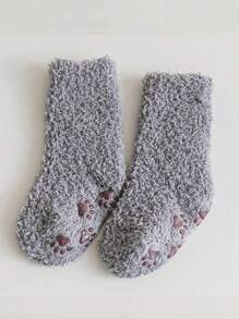 1 Pair Coral Fleece Thick Non-Slip Floor Socks For Babies, Toddler Crew Socks For Indoor Wear, Autumn/Winter - Multicolor - View 14