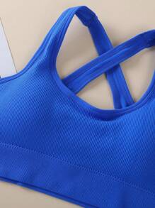 Women's Solid Color Cross-Back Crisscross Strap Sports Bra