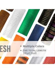 1 卷圣诞节节日闪光丝网丝带蝴蝶结礼品领带花环制作节日庆祝场景布置装饰纱家居装饰 - 彩色 - 查看 5