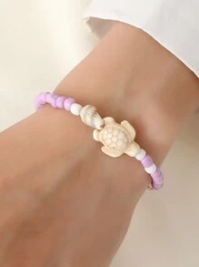 1 chiếc vòng tay hạt ngọc lam, rùa, sao biển, vỏ sò phong cách Bohemian Retro Ocean, phù hợp với phụ nữ - vòng tay đính cườm - Xem 8