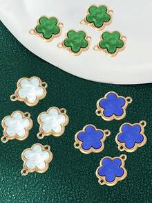 5 件/包合金贝壳五瓣花和三叶草多色金色吊坠，DIY 项链和手链饰品，送给朋友和家人的礼物 - 彩色 - 查看 6