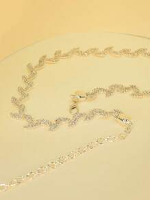 Elegant Bohemian Style Rhinestone Leaf Chain For Matching With Jackets And Evening Dresses Royal Halloween - Silver - View 4