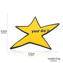 1 huy hiệu ngôi sao năm cánh bất đối xứng "Bạn đã làm được" hình mặt cười ngôi sao vàng, huy hiệu truyền cảm hứng - Nhiều màu - Xem 6
