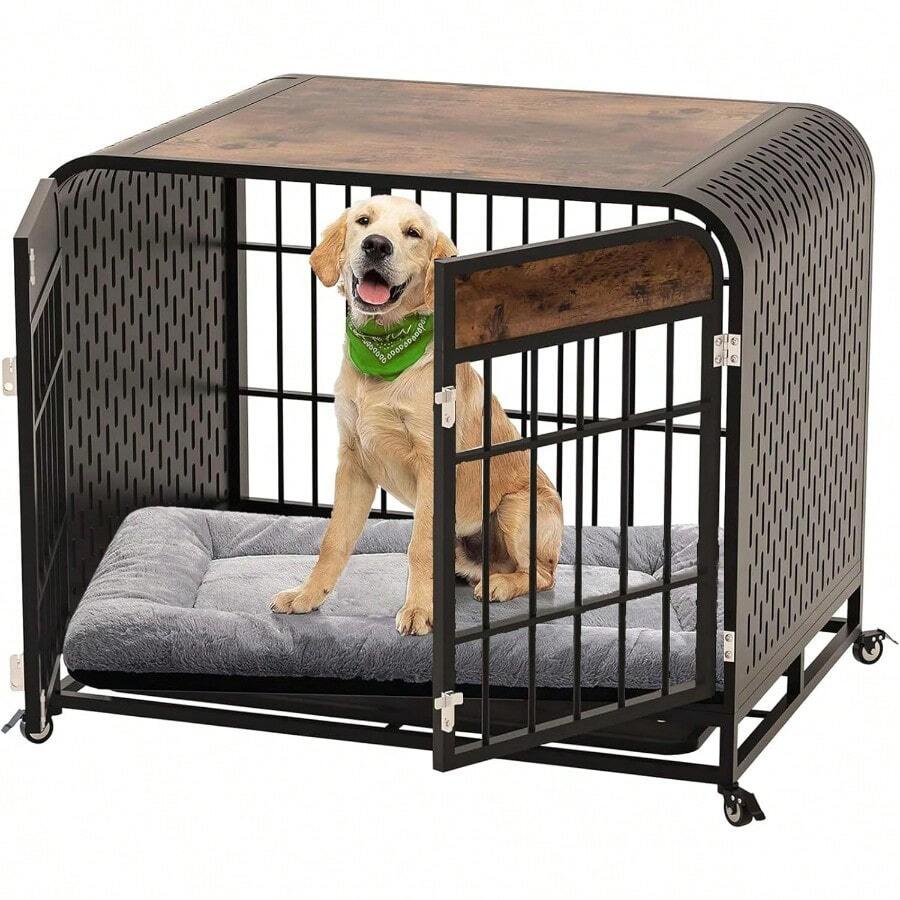 45 Inch Heavy Duty Dog Crate With Locking Latch, Large Kennel With