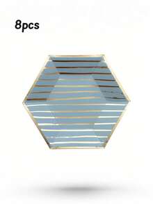 8/16 件水蓝色六角形铝箔纸盘 - 儿童生日、婚礼和庆典的一次性派对用品 - 非常适合蛋糕、水果和下午茶 - 彩色 - 查看 13