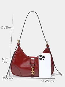 1pc Retro Minimalist Hook Decor Adjustable Shoulder Strap Crescent Shape Bag, Suitable For Date, Outing, Party