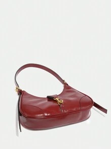 1pc Retro Minimalist Hook Decor Adjustable Shoulder Strap Crescent Shape Bag, Suitable For Date, Outing, Party