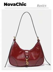 1pc Retro Minimalist Hook Decor Adjustable Shoulder Strap Crescent Shape Bag, Suitable For Date, Outing, Party
