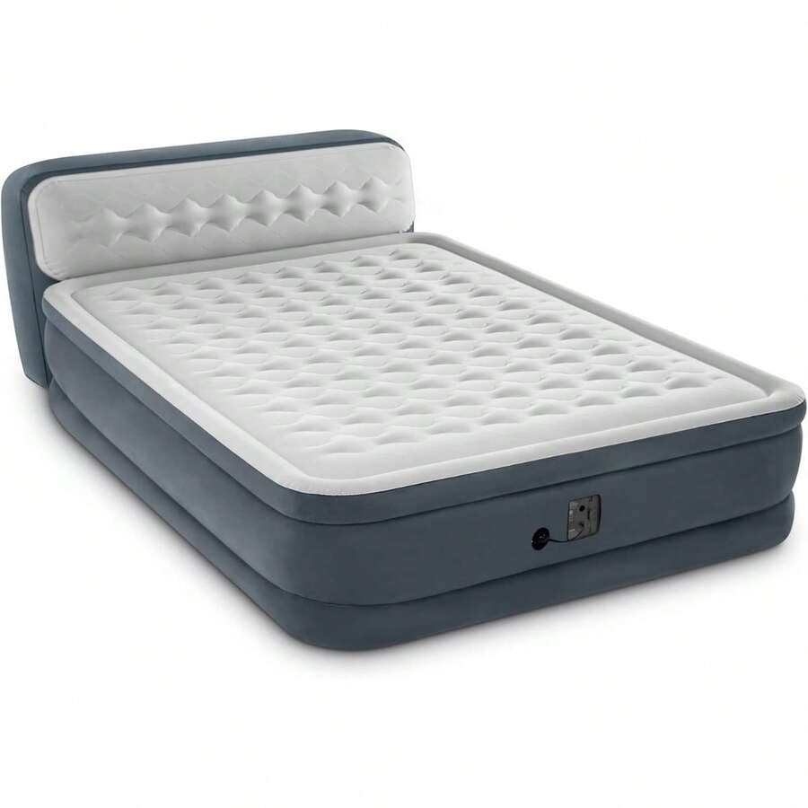 64447ED DuraBeam Deluxe Ultra Plush Air Mattress With Headboard Fiber