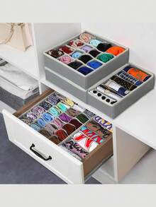 升级版内衣柜收纳盒，6 件胸罩收纳盒，内衣袜子收纳盒，内衣和衣物收纳盒 - 彩色 - 查看 7