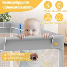 VA-Cerulean Baby Playpen, Children's Playpen With Door, Children's Playground, Gate, With 50 Balls, 4 Pull Rings And Carrying Bag (Gray, 127 * 127 * 68cm) - 程度 - 查看 5