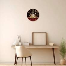 1 件复古咖啡杯木制挂钟，静音不滴答台钟，适用于客厅卧室办公室厨房咖啡厅装饰，咖啡爱好者的礼物，有 10 英寸、12 英寸、14 英寸、16 英寸可供选择（不含电池） - 彩色 - 查看 5