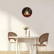 1 件复古咖啡杯木制挂钟，静音不滴答台钟，适用于客厅卧室办公室厨房咖啡厅装饰，咖啡爱好者的礼物，有 10 英寸、12 英寸、14 英寸、16 英寸可供选择（不含电池） - 彩色 - 查看 3