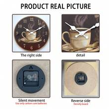 1 件复古咖啡杯木制挂钟，静音不滴答台钟，适用于客厅卧室办公室厨房咖啡厅装饰，咖啡爱好者的礼物，有 10 英寸、12 英寸、14 英寸、16 英寸可供选择（不含电池） - 彩色 - 查看 11