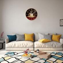 1 件复古咖啡杯木制挂钟，静音不滴答台钟，适用于客厅卧室办公室厨房咖啡厅装饰，咖啡爱好者的礼物，有 10 英寸、12 英寸、14 英寸、16 英寸可供选择（不含电池） - 彩色 - 查看 6