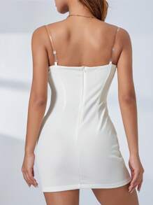 Womenacute;S Summer Tube Dress Strapless 3D Flower Zip Back Mini A-Line Dress Party Dress - 杏色 - 查看 9