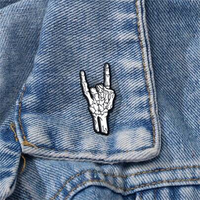 Szpilka z emalii na Halloween, punkowa, szkieletowa, palce, broszka dekoracyjna, ozdoby, odznaki na klapę torby, biżuteria, prezenty, szpilka na ubrania, zawieszka na torbę, szkoła, plecak, materiały dla nauczycieli, zawieszki do toreb, urocze akcesoria biurowe, koszule, kurtki, świąteczne, jesienno-zimowe, odpowiednie dla nastolatków, młodzieży, mężczyzn, na co dzień, na zewnątrz, do uprawiania sportu, na wakacje, na ukończenie szkoły, urodziny, na co dzień, szpilka do ubrań, zabawne prezenty dla nauczycieli