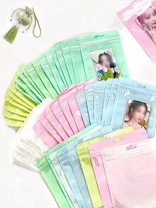 7 chiếc/18 chiếc Túi đựng đồ trong suốt nhiều màu, Túi nhựa trong suốt phẳng màu trắng, xanh dương, xanh lá, hồng, tím, xanh da trời, dùng để đựng quà tặng, đồ trang sức, văn phòng phẩm, bưu thiếp, cáp - Nhiều màu - Xem 5