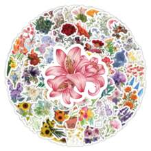 100 张复古花卉贴纸 - 耐用防水乙烯基，具有独特的美学设计 - 非常适合个性化水瓶、电脑、笔记本、行李箱、手机、笔记本电脑、自行车和滑板 - 彩色 - 查看 3