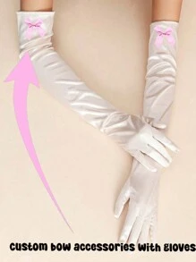 1 pezzo Fiocco decorativo personalizzato + 1 paio di guanti colorati per matrimoni e feste, ideali per occasioni formali in inverno