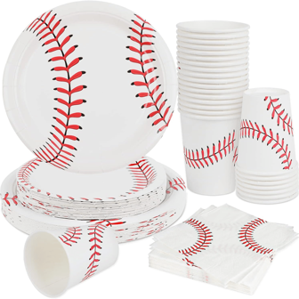 Juego de Vajilla Desechable con Temática de Béisbol para 10 Invitados, 10 piezas - Decoraciones de Fiesta para Cumpleaños, Día de la Madre, Celebraciones Festivas y Reuniones Familiares, Camping y Fiestas de Cumpleaños